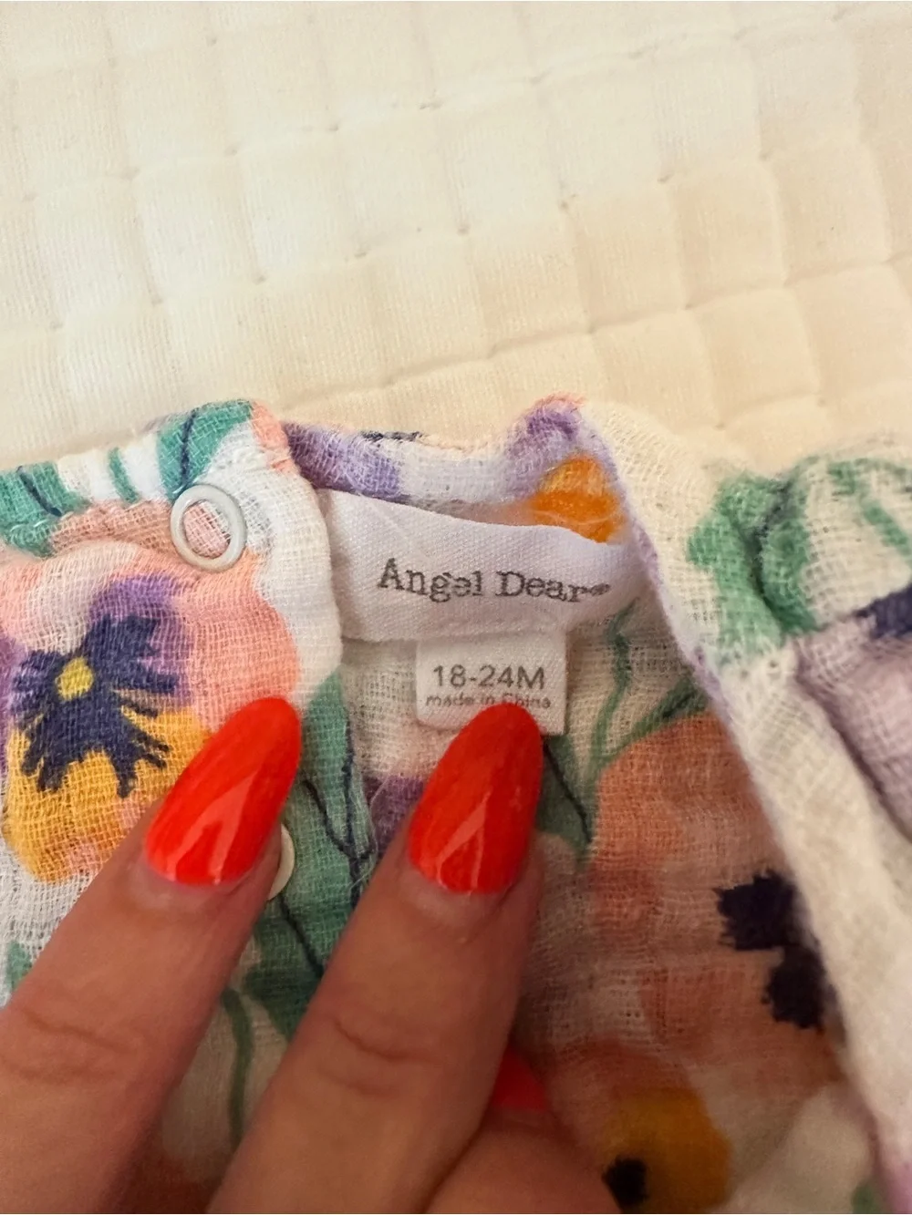 Angel Dear Floral Muslin Matching Set in White, Purple, Yellow, Green